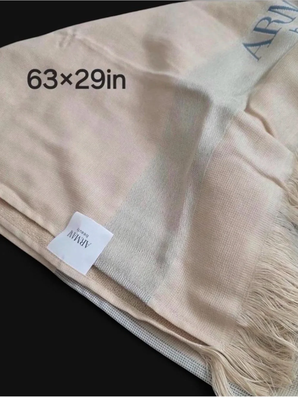 Giorgio Armani Beige Canvas Tote and beach blanket set with Blue Logo